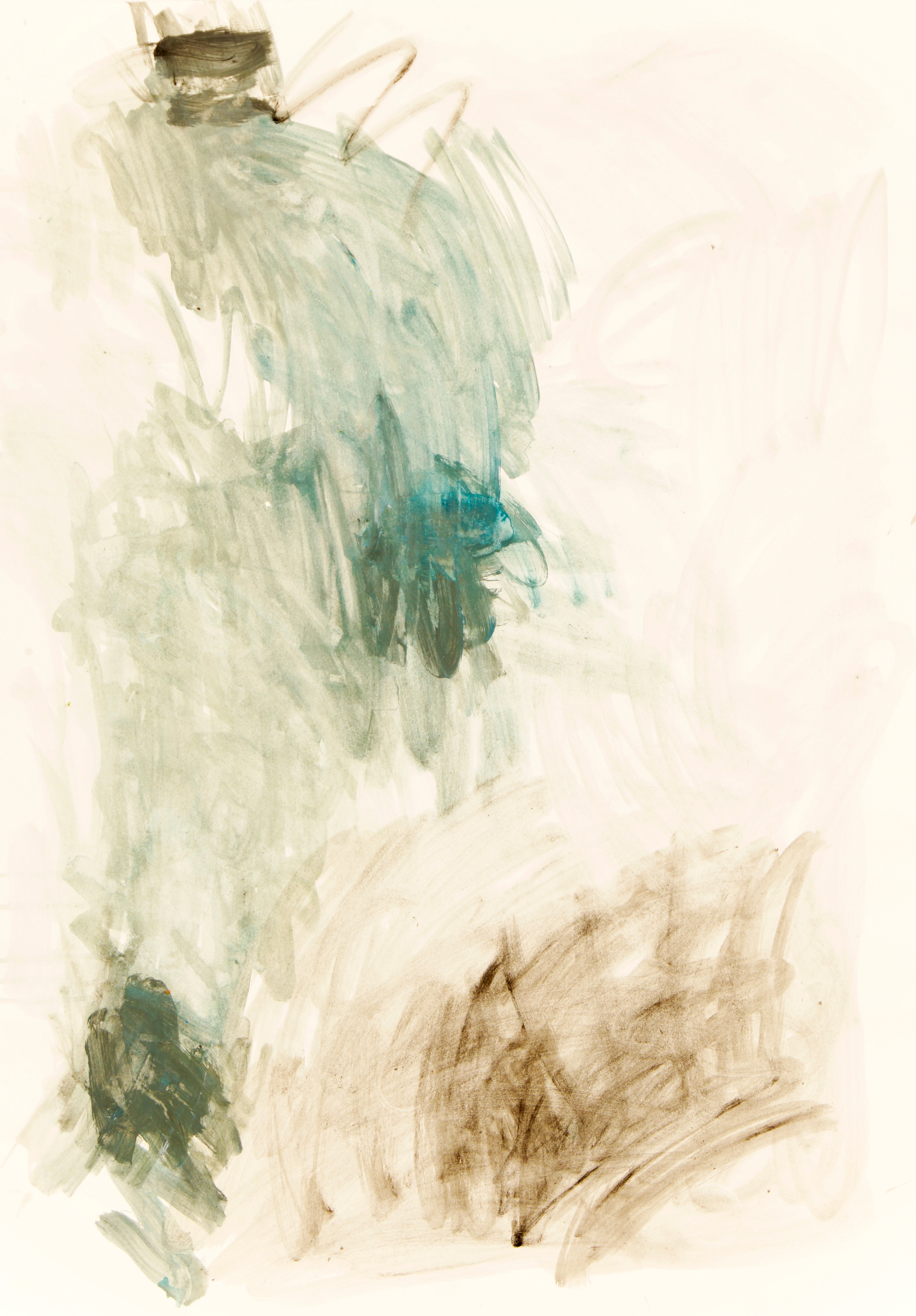 Abstrakte Farbarbeit in Grün-, Sand- und Wasserblau-Tönen auf weißem Papier.
Weiche gestische Bewegungen, offene Flächen, ruhige Komposition. Fine-Art-Print in DIN A1 von Gregor Stehle.