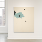 ohne Titel / AV-P-Nr.048, abstrakte Malerei auf roher Leinwand, minimalistische Komposition“