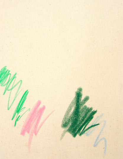 Abstrakte Leinwandarbeit, einzelne Farbfelder schweben im Raum, zeitgenössische Minimal Art von Gregor Stehle