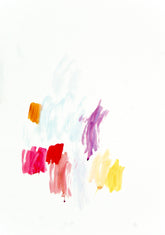 Zeitgenössische abstrakte Kunst in pastelligen Farbfeldern von Gregor Stehle, leichte minimalistische Komposition auf weißem Grund