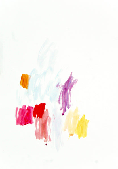 Zeitgenössische abstrakte Kunst in pastelligen Farbfeldern von Gregor Stehle, leichte minimalistische Komposition auf weißem Grund