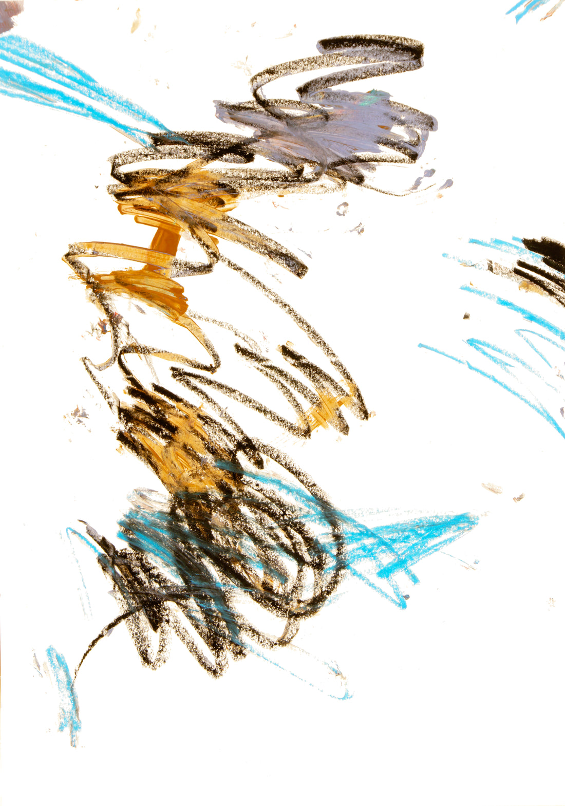 Abstrakte gestische Zeichnung mit Überlagerungen und reduzierter Farbigkeit, zeitgenössische Kunst von Gregor Stehle.